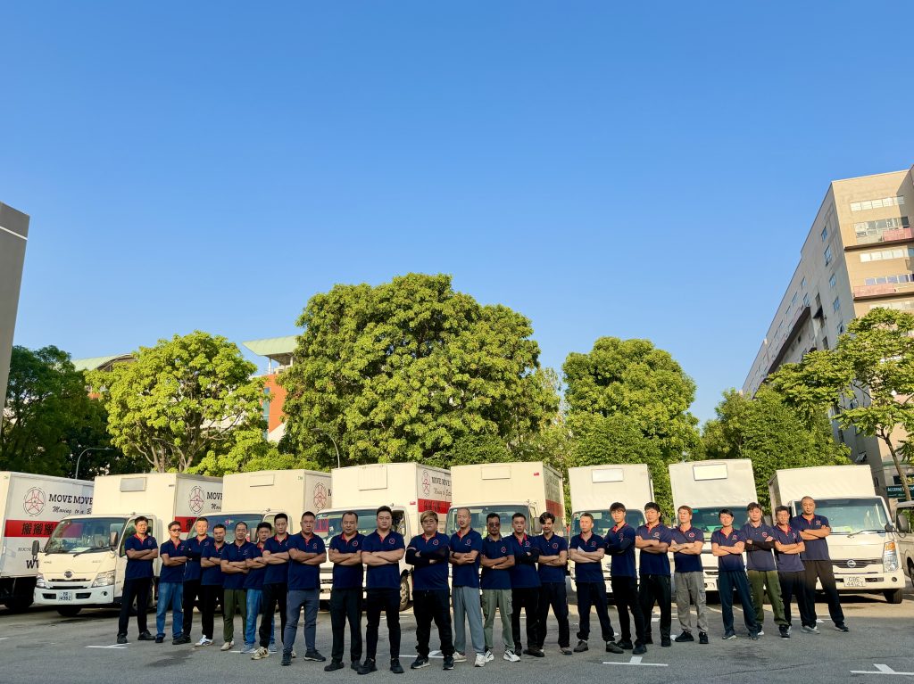 Move Move Movers vehicle and crew at a residential or commercial moving site in Singapore
