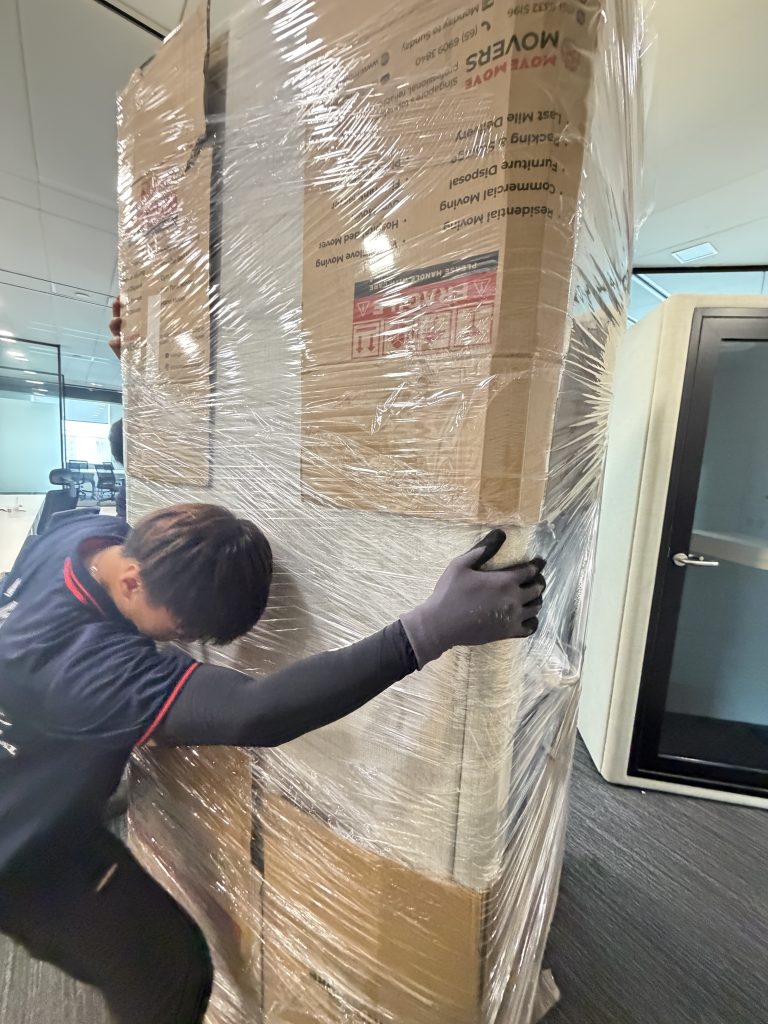 Move Move Movers team using trolley and access planning for a moving job in Singapore