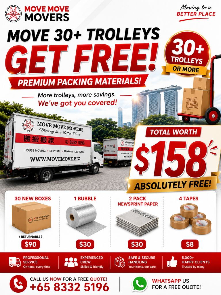 Move Move Movers premium packing materials offer for Singapore moving service